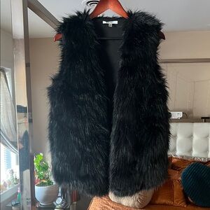 DKNYC Black Faux Fur Vest
